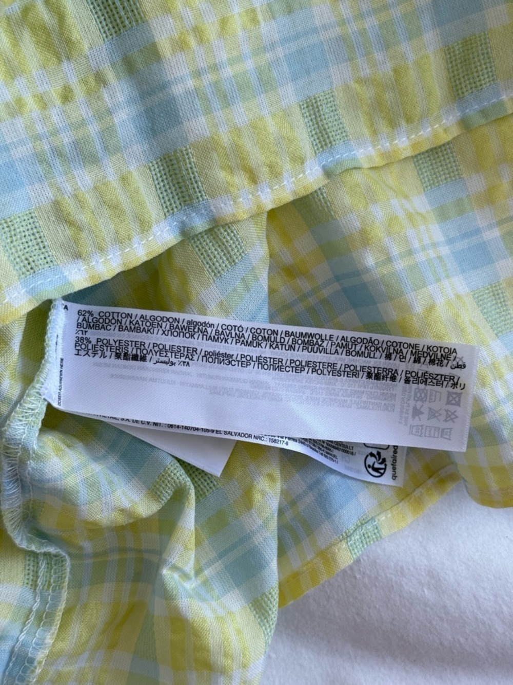 Mango MNG Yellow Blue Plaid Tie Waist Mini Dress Size 4 Cotton Blend - Picture 4 of 8